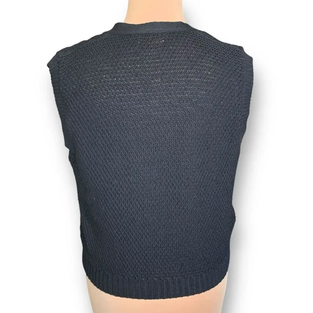 Pendleton Black Cable Knit Cardigan Vest - Picture 6 of 9